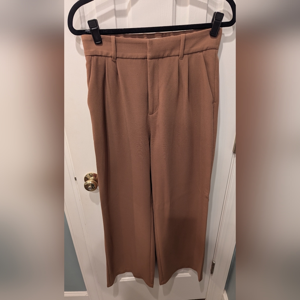 Abercrombie & Fitch Tailored Wide Leg Pants In Brown - Picture 5 of 6